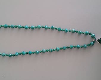 Amazonite and Malachite Necklace with Malachite Pendant