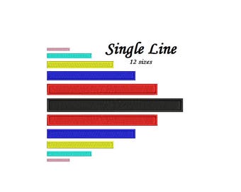 SINGLE LINE embroidery design - 12 sizes PES format instant download