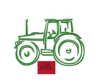 Farm Tractor Embroidery Design - outline only sketch Tractor PES format instant download 4,5,6,7 inch