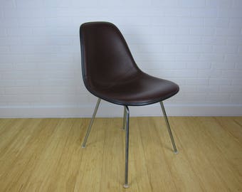 Eames Herman Miller Upholstered Naugahyde Side Chair Brown