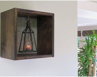 Decorative Floating Cube Shelf Display with marble tile background (1 set)