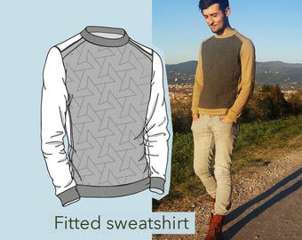 sewing pattern,PDF - WITT sweatshirt - sizes S,M,L,XL - Men's crew neck sweatshirt, sewing pattern for men,cartamodello pdf ,felpa da cucire