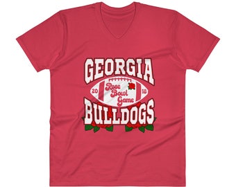 Bulldog Rose Bowl Shirt | Rose Bowl Game 2018 | Georgia Football Anvil 982 V-Neck T-Shirt