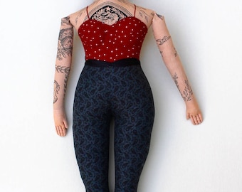 Tattooed Lady doll curvy retro circus toile plush