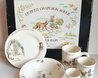 Le Petit Chaperon Rouge Baby Service by Gien France * 5 pieces * Feeding Set * Little Red Riding Hood