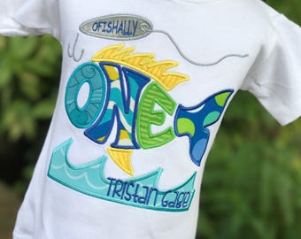 Fishing Party Shirt - First Birthday Shirt - Boys Fishing Shirt - Ofishally One - Fishing Lure Shirt - Personalized Boys Birthday Shirt