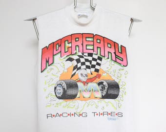 McCreary Racing Tire T Shirt Mens Extra Small XS / Small Womens Unisex Vintage Sleeveless Cut Off Sleeves Nascar Auto Automobile