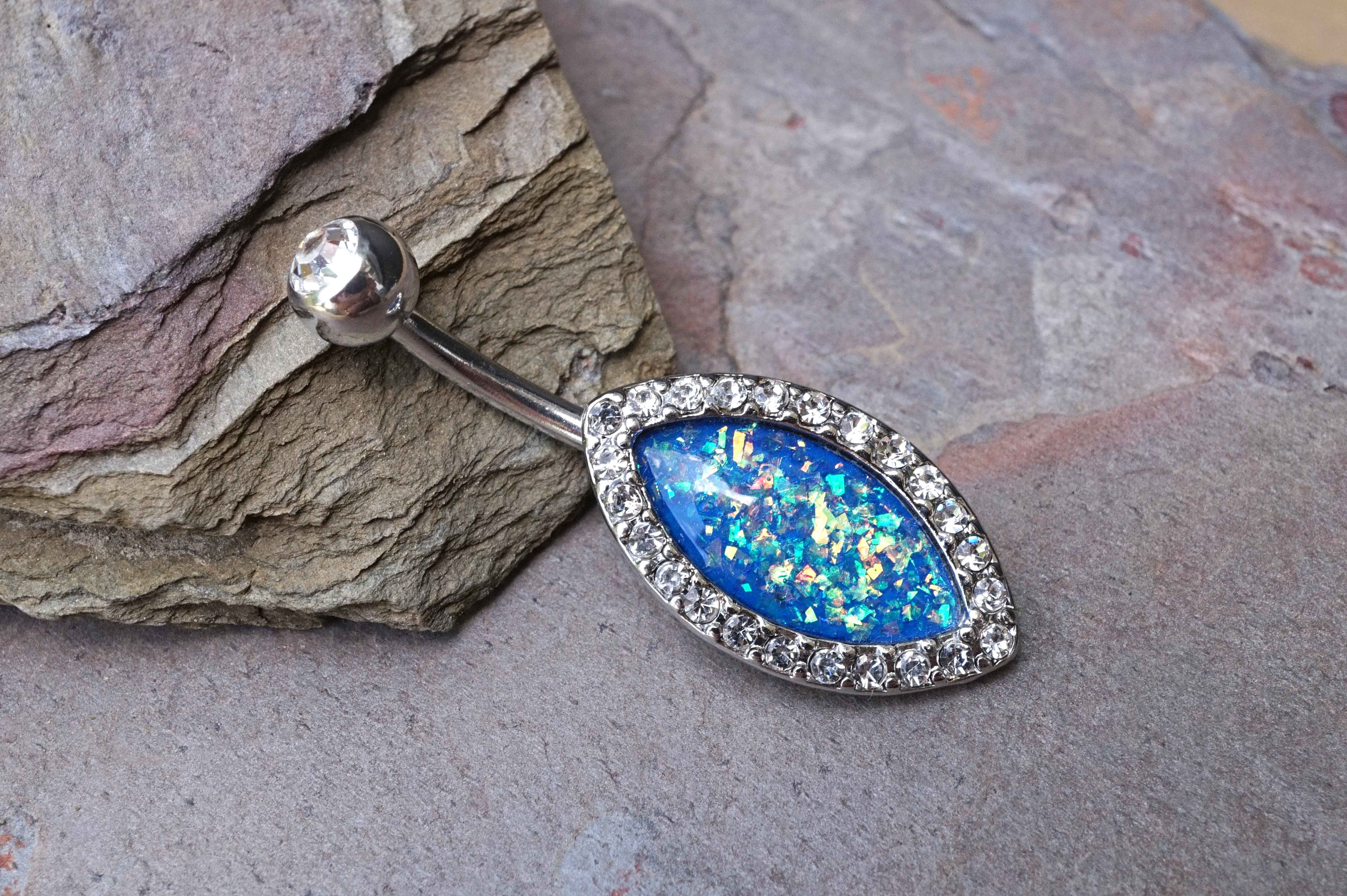 Black Opal Belly Button Rings Opal Belly Ring