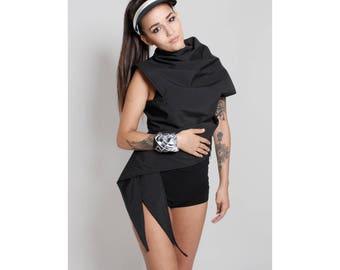 black long vest/futuristic vest/