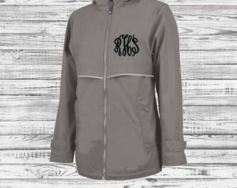 Monogram Rain Jacket - Monogrammed Rain Coat - Monogrammed Gifts - Charles River Apparel New Englander Rain Jacket - Bridesmaid Gifts