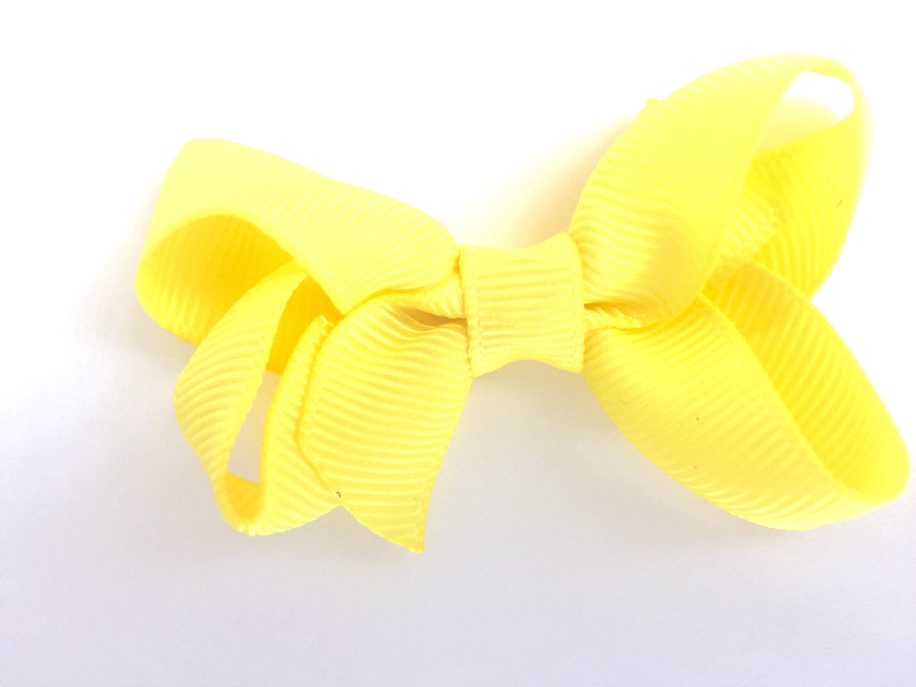 Small lemon yellow hair bow light yellow hair bow small
