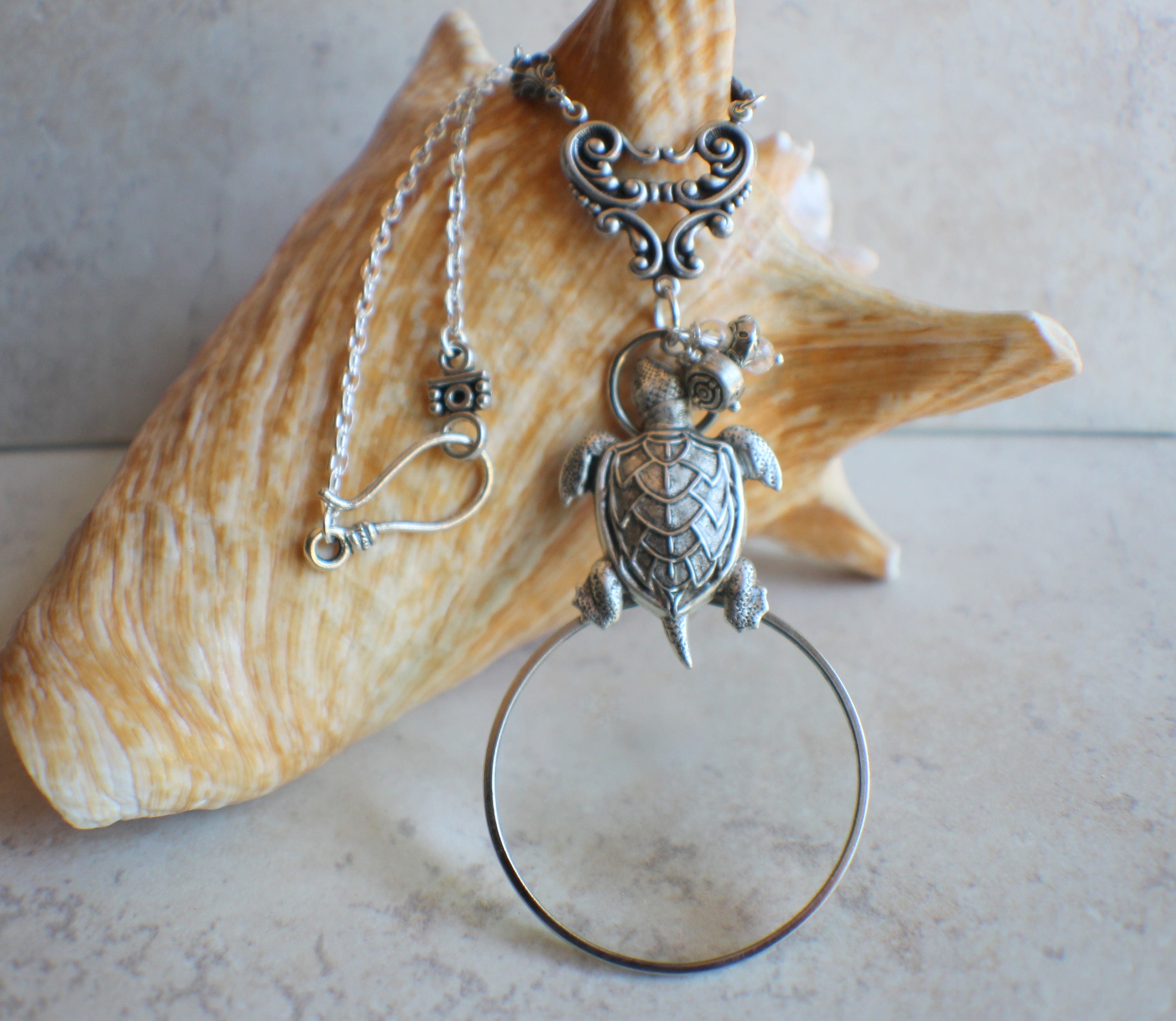 Magnifying Glass Necklace Magnifying Glass Pendant Turtle