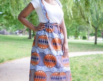 NEW! DADIRAI African Print Skirt With Braces, Ankara Skirt, African Fashion, African Clothing by Afrocentric805