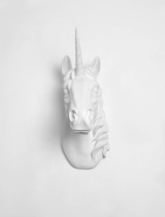 Unicorn Head Wall Mount The Bayer in White Unicorn Wall