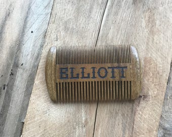 Custom Engraved Sandal Wood Beard Comb, Wooden Beard Comb, Personalized Beard Comb, Men's Gifts, Customized Beard Grooming Comb