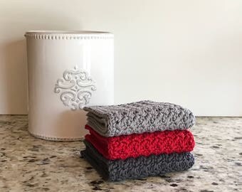 Modern Kitchen Decor - Crochet Dishcloth Set - Kitchen Towels - Knit Dishcloth - Cotton Dishcloth - Crochet Washcloth - Housewarming Gift