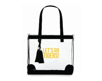 Clear Monogram Tote Bag, Clear Stadium Tote Bag, Game Day Clear Bag, Customized Clear Bag, Clear Stadium Bag, Clear Shoulder Tote