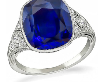 Vintage 5.76ct Sapphire Engagement Ring