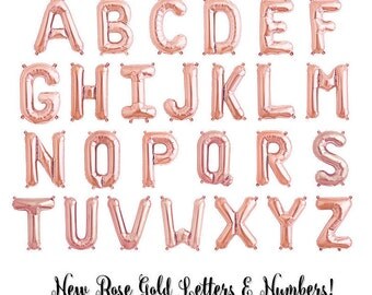 SALE! ROSE GOLD Letter Balloons 16 Inch - (Most Letters Restocked!) - Spell Any Name or Phrase - Foil Mylar Balloon (+ Hashtag & Ampersand)
