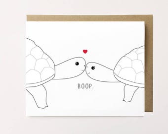 Turtle Card, Turtle Anniversary Card, Cute Anniversary Card, Turtle Lover card, Tortoise Greeting Card, Card for Her, Card for Him