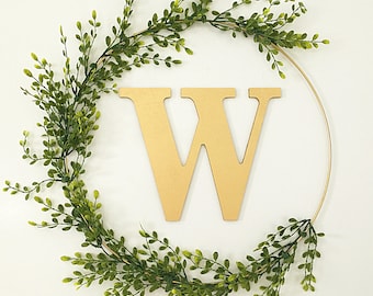New monogram wreath! Modern wreath, hoop wreath, gold wreath, wreath door, front door wreath
