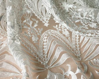 fabric lace guipure beige cotton floral