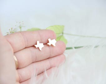 Texas post earrings, Texas Earrings ,Gold Texas Earrings, Minimalist Gold Jewelry, Bridesmaid Gift, Christmas Gift, Simple Modern Jewelry
