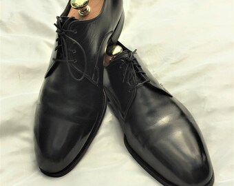 Vintage 60s Black Plain Toe Derby Shoes 12E