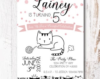 Cat Birthday Invitation - Kitten Invitation for Your Cat Birthday Party