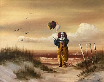 It Pennywise Scary Clown Parody - Print or Poster - Funny Horror Movie Art Creepy Clown Painting Gift for Horror Movie Fan Evil Clown Poster