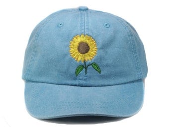 Sunflower embroidered hat, baseball cap, flower, gardening hat, sun cap, fall hat, floral hat, garden cap, autumn hat, garden cap