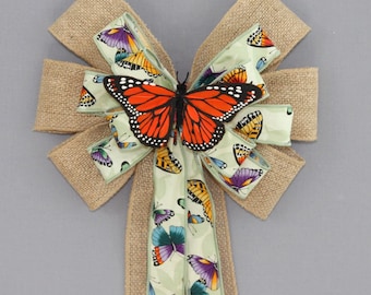 Butterfly Burlap Spring Wreath Bow - Easter Wreath Bows, Spring Bow, Spring Wreath Bow, Easter Decorations
