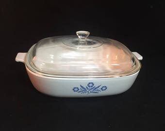 Vintage Corning Ware Cornflower Casserole Dish, P-10-B