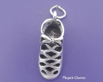 IRISH DANCE Shoe Charm .925 Sterling Silver Irish Dancer, Step Dancing, Soft Shoe Pendant - lp3204