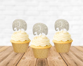 Elephant Cupcake Toppers, Elephant Cake Topper, Jungle Elephant Baby Shower Decorations, Circus Carnival Theme Party, Circus Birthday Cake