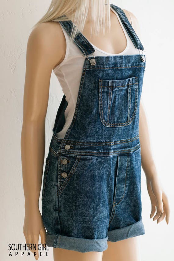 Women's Denim Bib Overall Shorts. Denim Overalls. Music