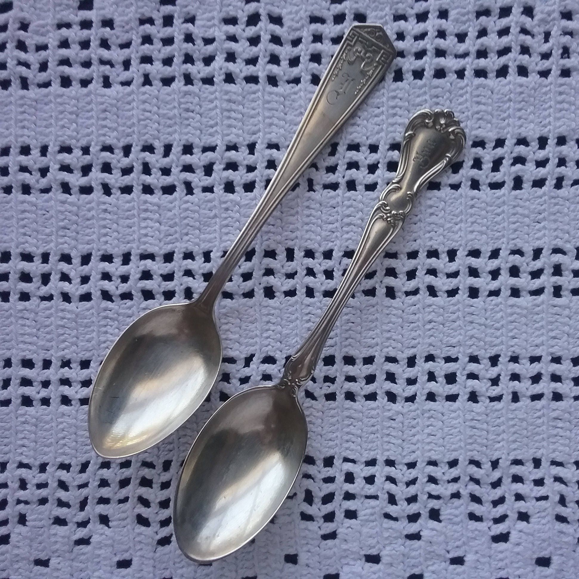 Antique Sterling Silver Spoons Teaspoons Pat. 1910