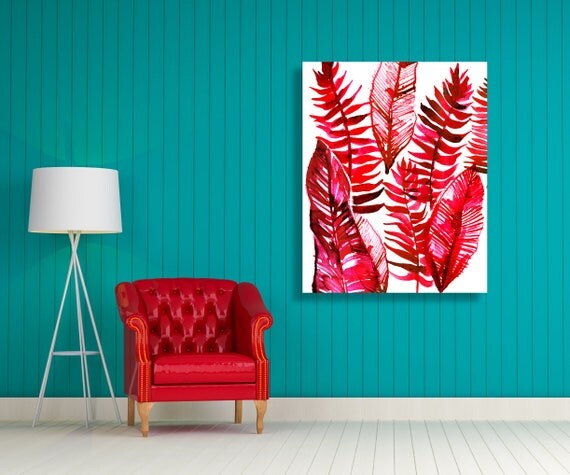 Botanical wall art jungle canvas print tropical print large