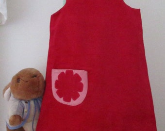 Lily Bobtail style Reversible Dress, girls pinafore, shift dress, Peter Rabbit 2 in 1, baby needle cord, soft poplin, ladybird motif,