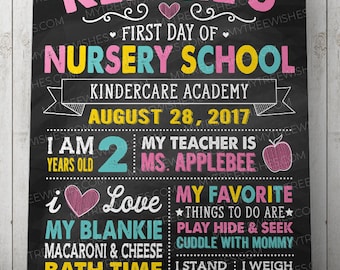 First Day of Nursery School Sign - First Day of School Chalkboard Sign - 1st Day of School Sign - First Day of Daycare Sign - Printable file