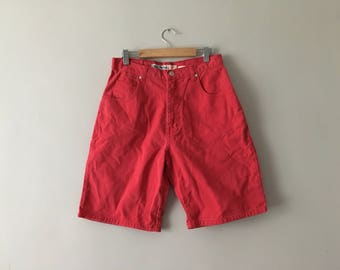 Vintage 1980s Red Denim Shorts | Retro Denim Shorts | Festival Shorts