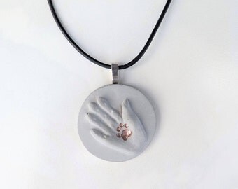 Necklace concrete * forever one * no. 2 - hand & paw - rose gold-bronze-gold - gift -.