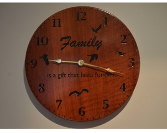 Jarrah Wood Clock with Personalised Name, Text or Picture - Wood Clock clock wall clock Home Decor large wall clock wooden clock wall decor