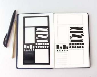 Planner Stencil, bullet journal stencil, pochoir bullet journal, journal stencils, bullet journal accessories, hobonichi stencil, stencil a5