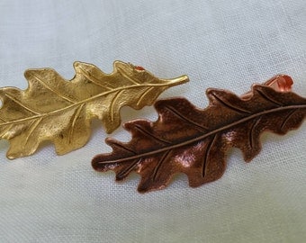 MAPLE OAK LEAVES Tie Clip Bars Fall Autumn Wedding Groom Groomsmen Accessories Gift Rustic Woodland Copper Gold Outdoors Men Country Wedding
