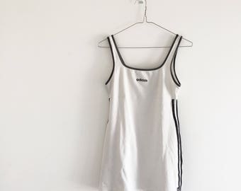 White Adidas tennis dress | sporty spice , vintage sport , chic , retro , athletic , mini dress , rave , festival