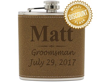 Groomsmen Gift Flask, Personalized Leather Flask, Groomsman Gift, Groomsmen Flask, Hip Flask, Custom Flask, Monogram Flask, Flasks for Men