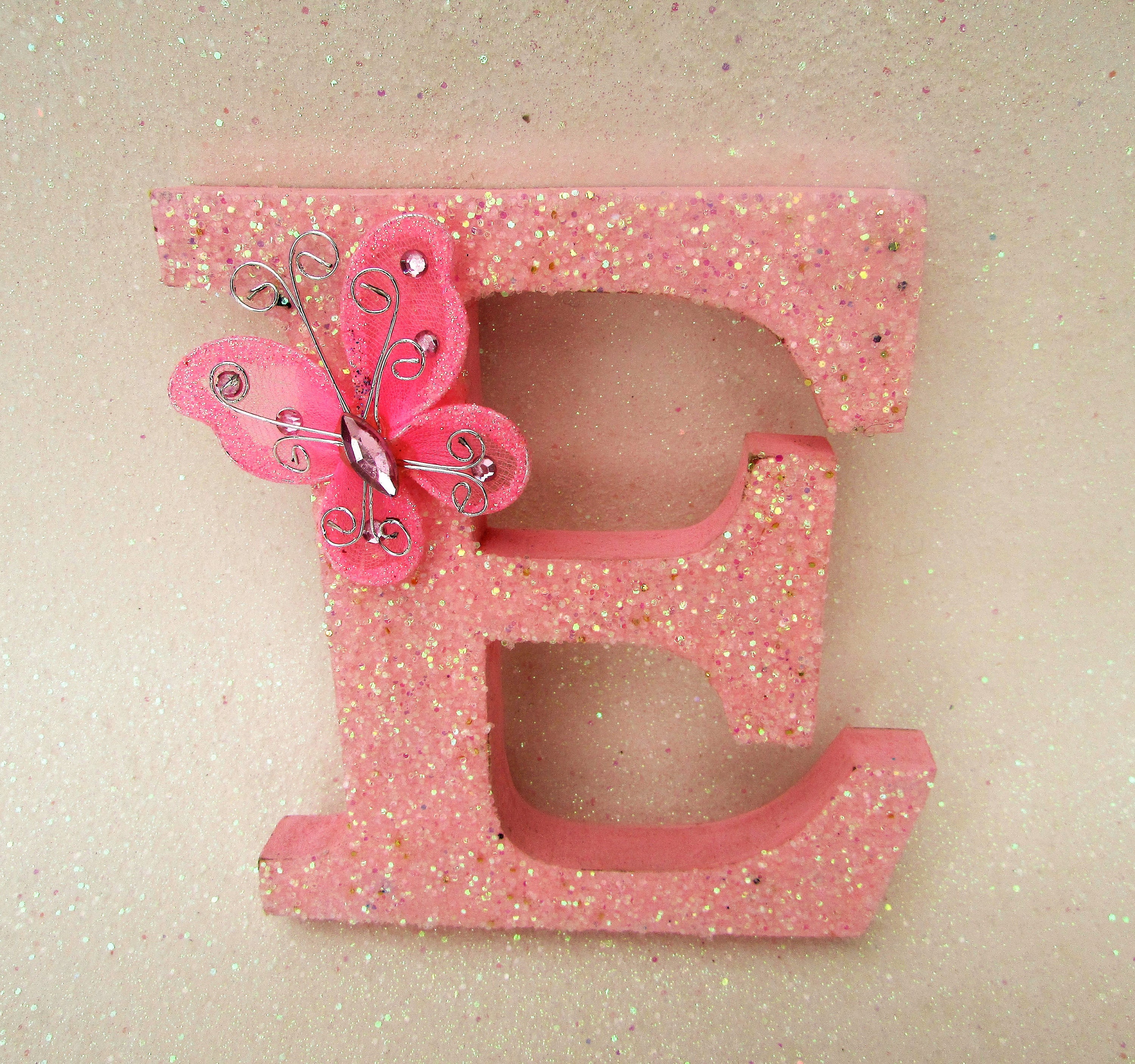 custom name letter pink glitter e pink glitter letter