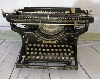 Underwood Standard No. 3 Manual Typewriter, Vintage Office, Working Typewriter, Industrial Decor, 1930s Office Machine, Vintage Underwood