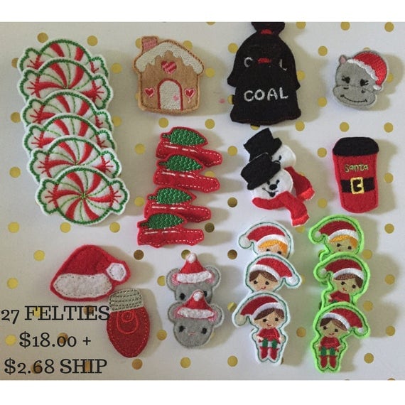 Christmas Felties/Felt Embellishments/Planner Supplies/Holiday Feltie/Wholesale Felties/Bow Embellishments